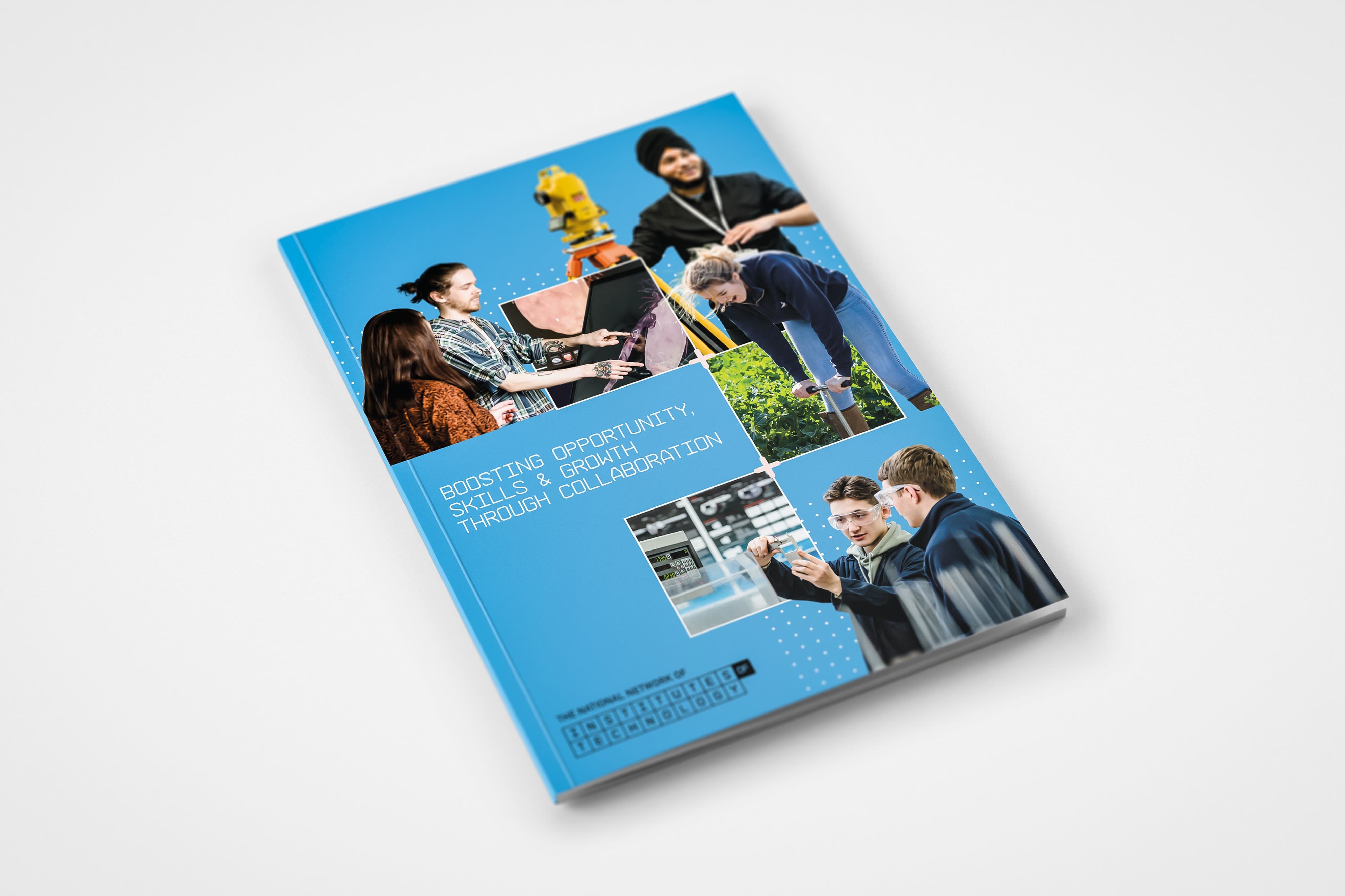 A  paper copy of the IoT Network impact report titled 'Boosting Opportunity, Skills & Growth Through Collaboration