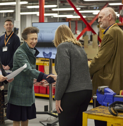 A young naval engineer speaks to Princess Anne